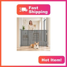 Hipoem 71"x34" Retractable Dog Gate Gray