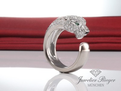 Cartier Ring Panthere Mittleres Modell Weissgold 750 Diamanten Größe 55 N4224952