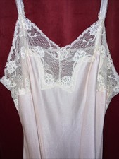 S Vintage 70s blush, pink, nylon, maxi gown, boudoir lounge dress
