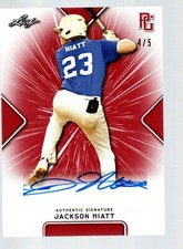2021 Leaf Perfect Game Showcase Autographs Red #BAJH3 Jackson Hiatt 4/5