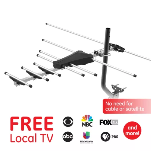 GE Pro Antenna Outdoor Yagi HDTV Antenna, Long Range, VHF UHF 1080P 4K, 33685