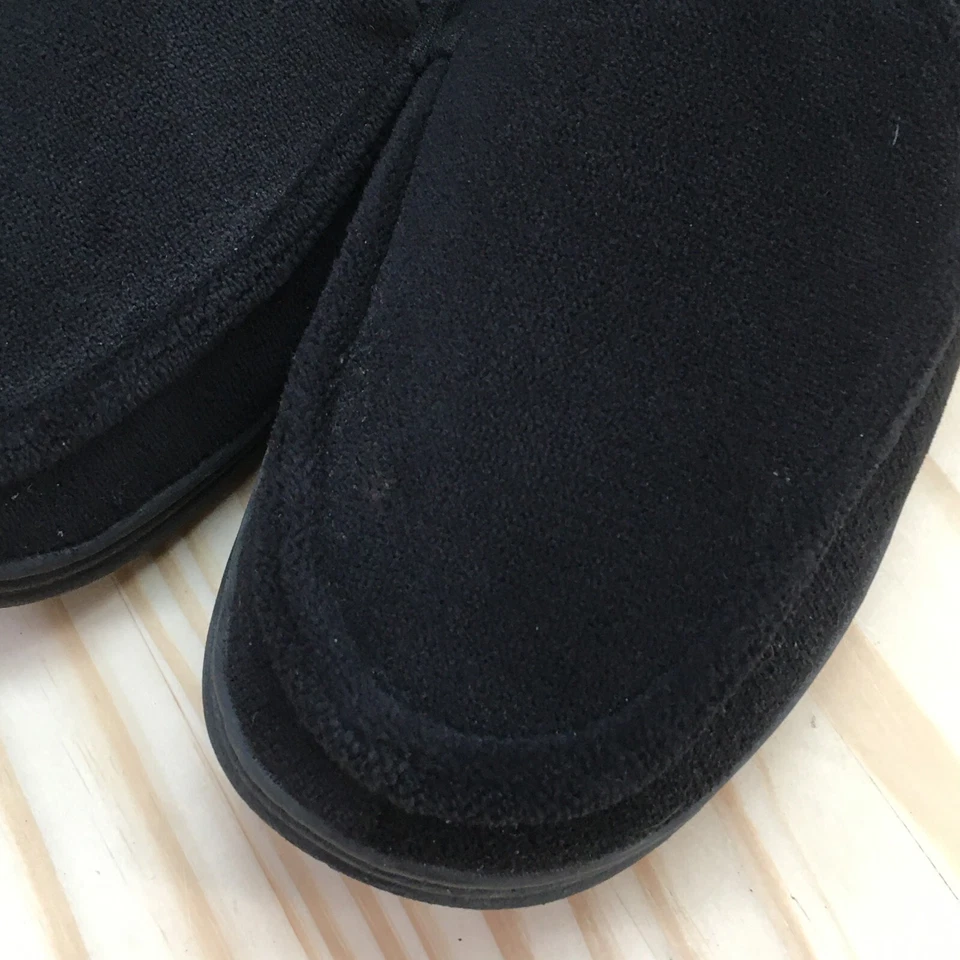 Zapatillas Isotoner Para Hombre 8-9 Microterry Y Waffle Travis Sin Cordones Mocasín Negro Foto 4 de 4