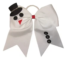 NEW "SNOWMAN BLING" Cheer Bow Pony Tail 3" Ribbon Girls Cheerleading Christmas