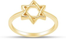 Star of David Jewish Magen Hebrew Shield Star Symbol Ring 14k Yellow Gold Plated