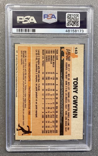 1983 O Pee Chee TONY GWYNN #143 RC Rookie PSA-5 EX. San Diego Padres HOF - Picture 2 of 2