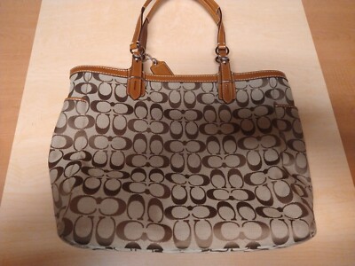 バッグ COACH COACH Black Silver Signature Jacquard Handbag Tote Bag