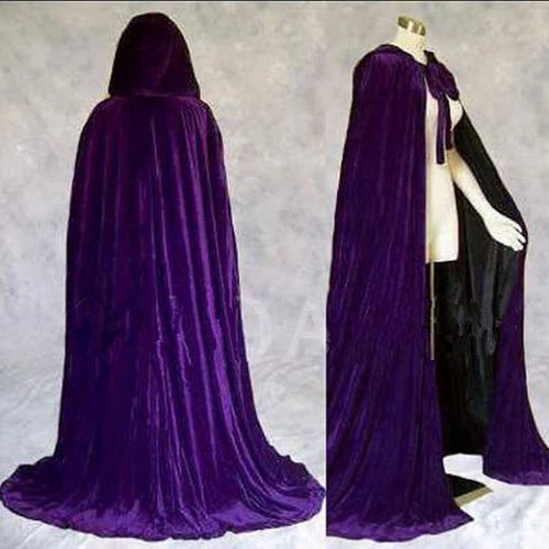 Cloak Velvet & Satin Cape Renaissance Hooded Clothing Medieval Costume - Picture 5 of 20