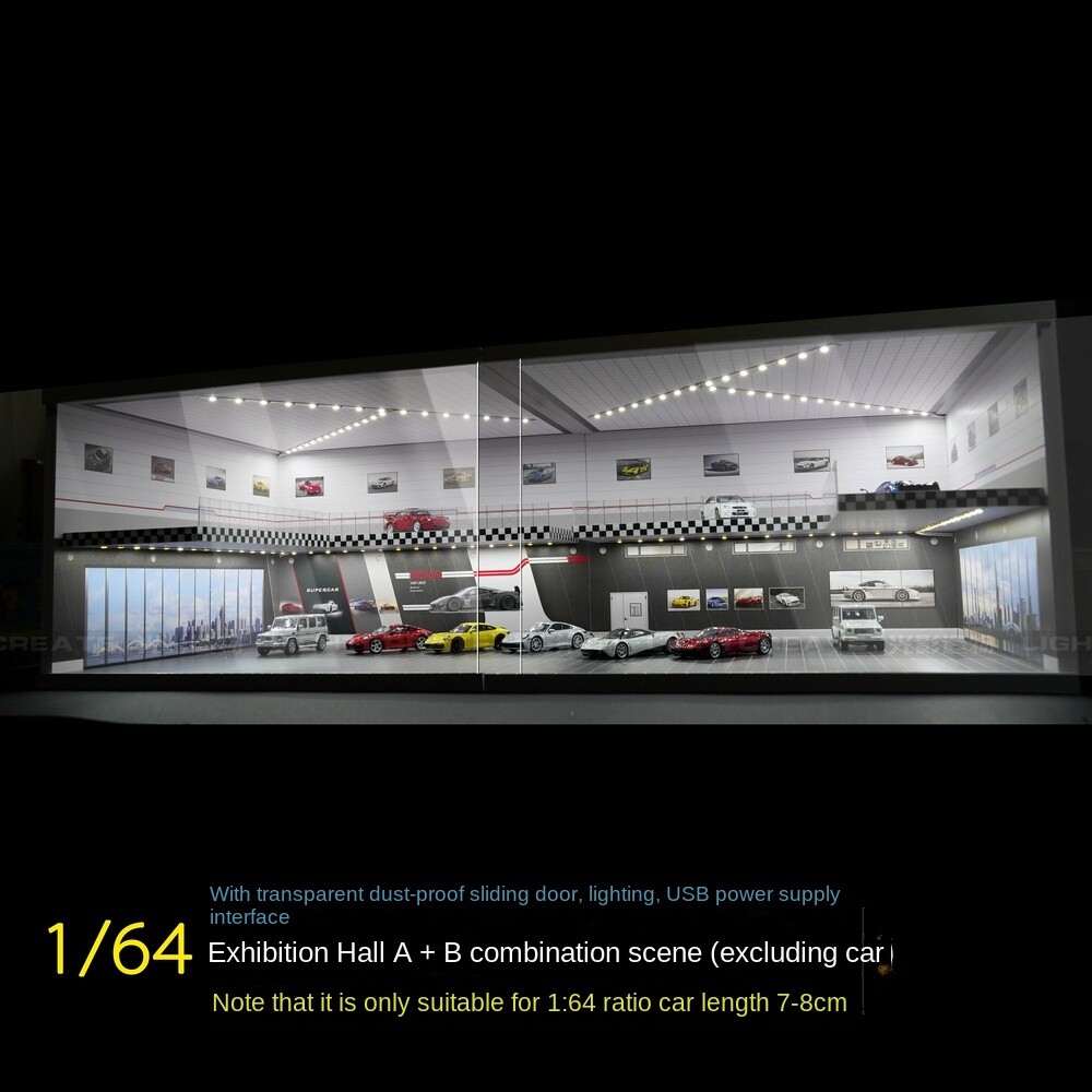 ☆ 1/64 Garage Item A 1:64 Scale - White 3 Car Garage with Opened and Closed