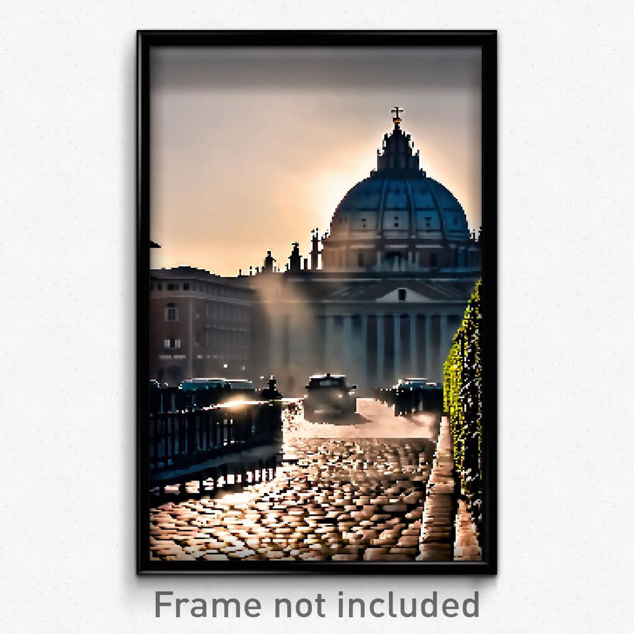 8 Bit Psychedelic Pixel Art Poster - Webbed Rome Trippy Video Game Print