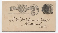 1882 Wilmington DE postal card [S.3747]