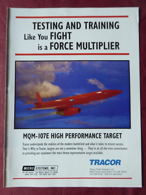4/1997 PUB TRACOR MICRO SYSTEMS MQM-107E AERIAL TARGET TARGET ORIGINAL ANZEIGE
