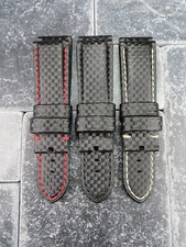 24mm Deployment Strap Carbon Fiber Leather Watch Band PANERAI A Black Small S