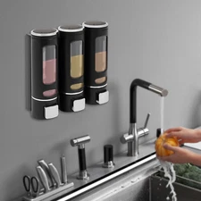 Modern Minimalist 3-Chamber Wall-Mounted Soap Dispenser for Liquids