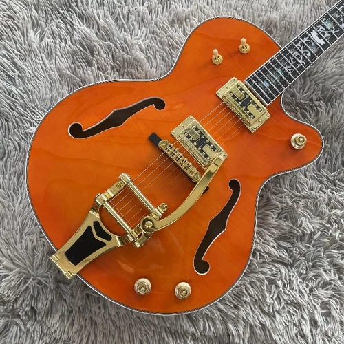 ES L5 Hollow Body Electric Guitar Orange Flower Inlay Archtop Rosewood Fretboard