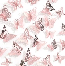 3D Laser Metallic Butterfly Wall Decor, Copper,48Pcs 4 Styles 3 Sizes, Remova...