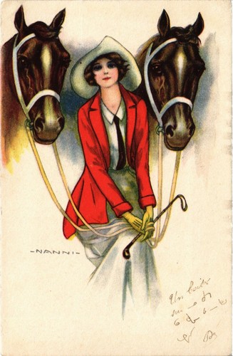 Carte Postale Vintage Signée Meschini, Glamour Lady Et Cygnes, Artiste (b58662)