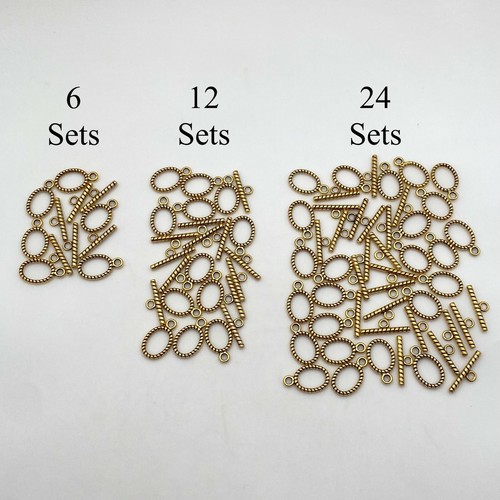Sets Of Gold Color Oval Rope Like Base Metal Toggle Clasps(3 Variations)(MCL30) - Picture 4 of 12
