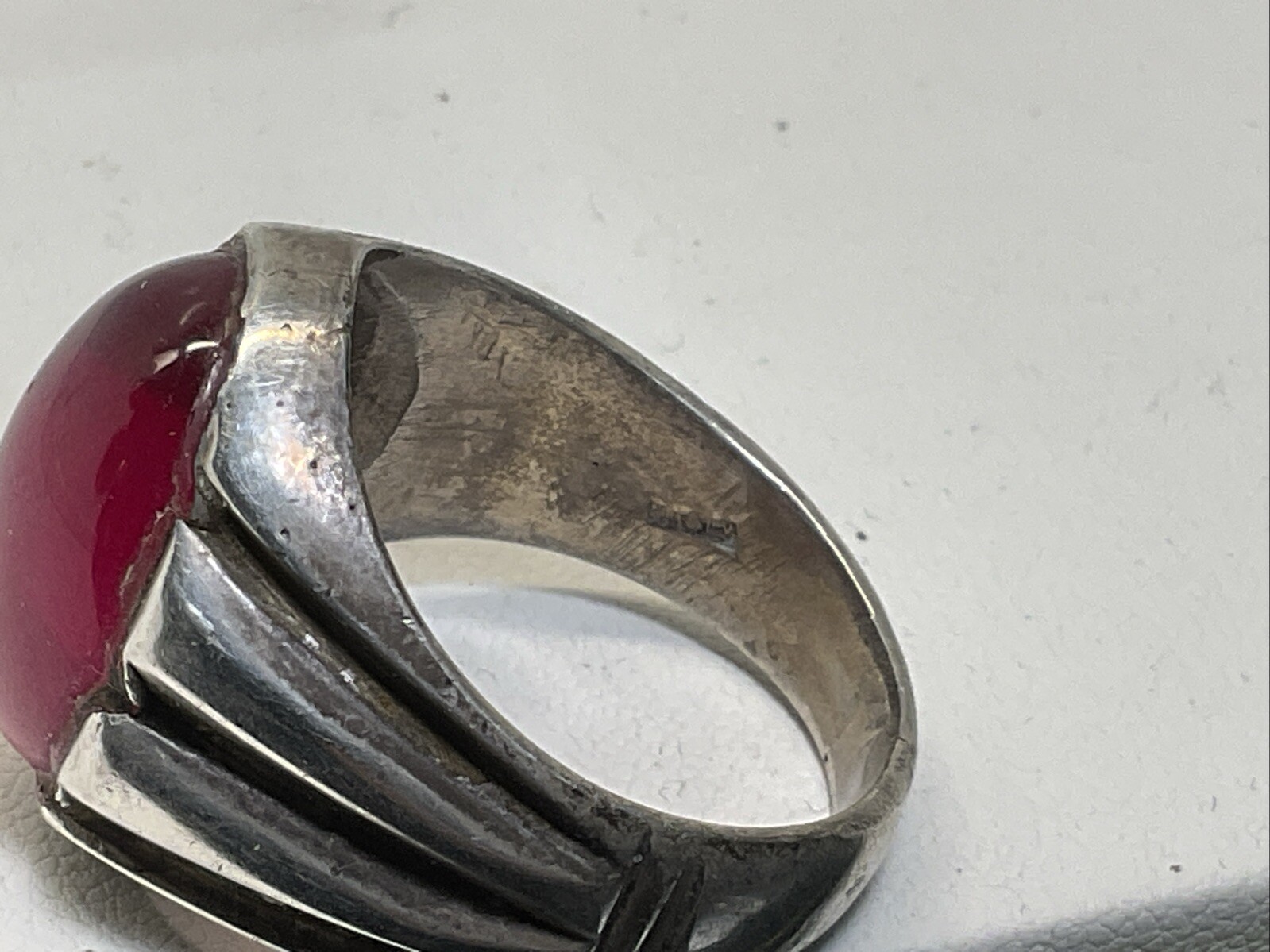 Ruby Ring Big Oval Ruby Stone Ring 925 Silver Yaq… - image 4