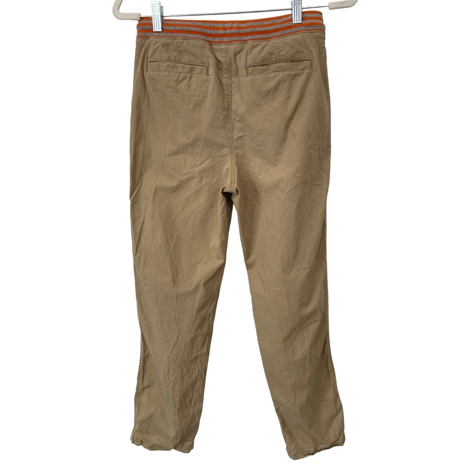 Calça chino Lands End pull-on menino XL 14-16 listra elástica cintura sarja uniforme bronzeado - Imagem 2 de 4