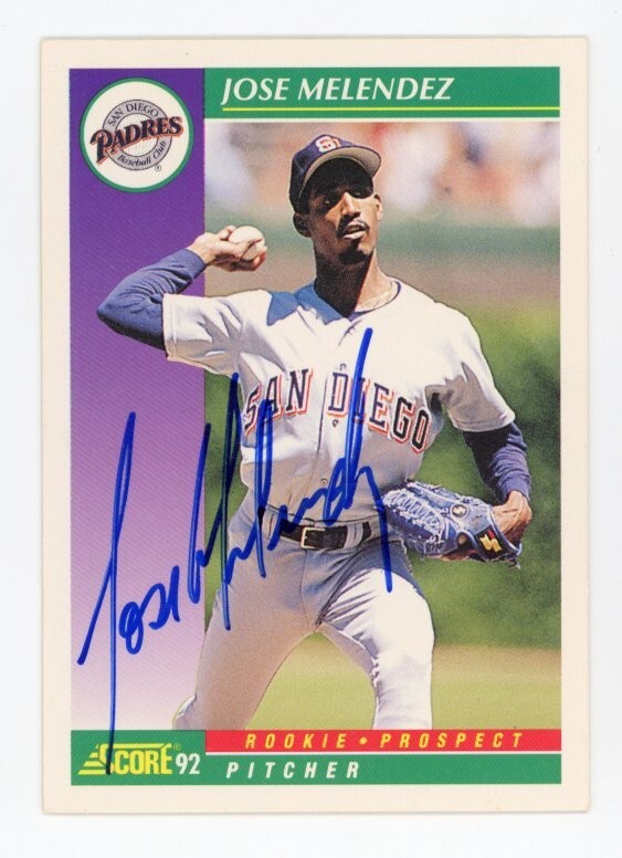 SIGNED BASEBALL CARD AUTO SAN DIEGO PADRES JOSE MELENDEZ