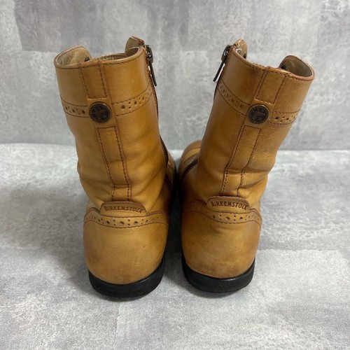 Birkenstock Leather Short Boots Wing Tip Women Size 23.0 Camel Lace-Up Shoes - Picture 3 of 9