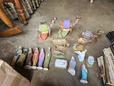 Vintage Byron Molds Nativity Set 17 Piece Porcelain Light Blue 1973 Holy Family