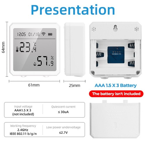 App Controlled Smart WiFi Thermometer Hygrometer with Large LCD Display - Picture 2 of 7