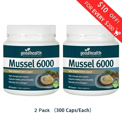 2 x Good Health New Zealand Green Lipped Mussel 6000(300 Caps)