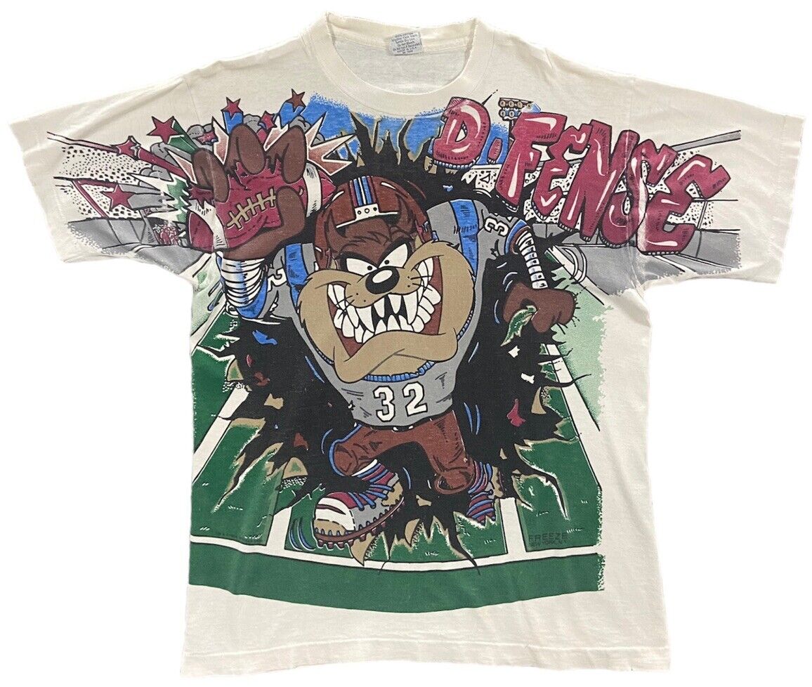 Vintage 1994 Taz Football T-Shirt Looney Tunes AOP Vintage 1994 Taz Football T-Shirt Looney Tunes AOP