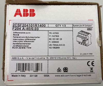 ABB FI-Schutzschalter F204 A-40/0,03, 40A/30mA (2CSF204101R1400) -NEU / Ovp-RCD-
