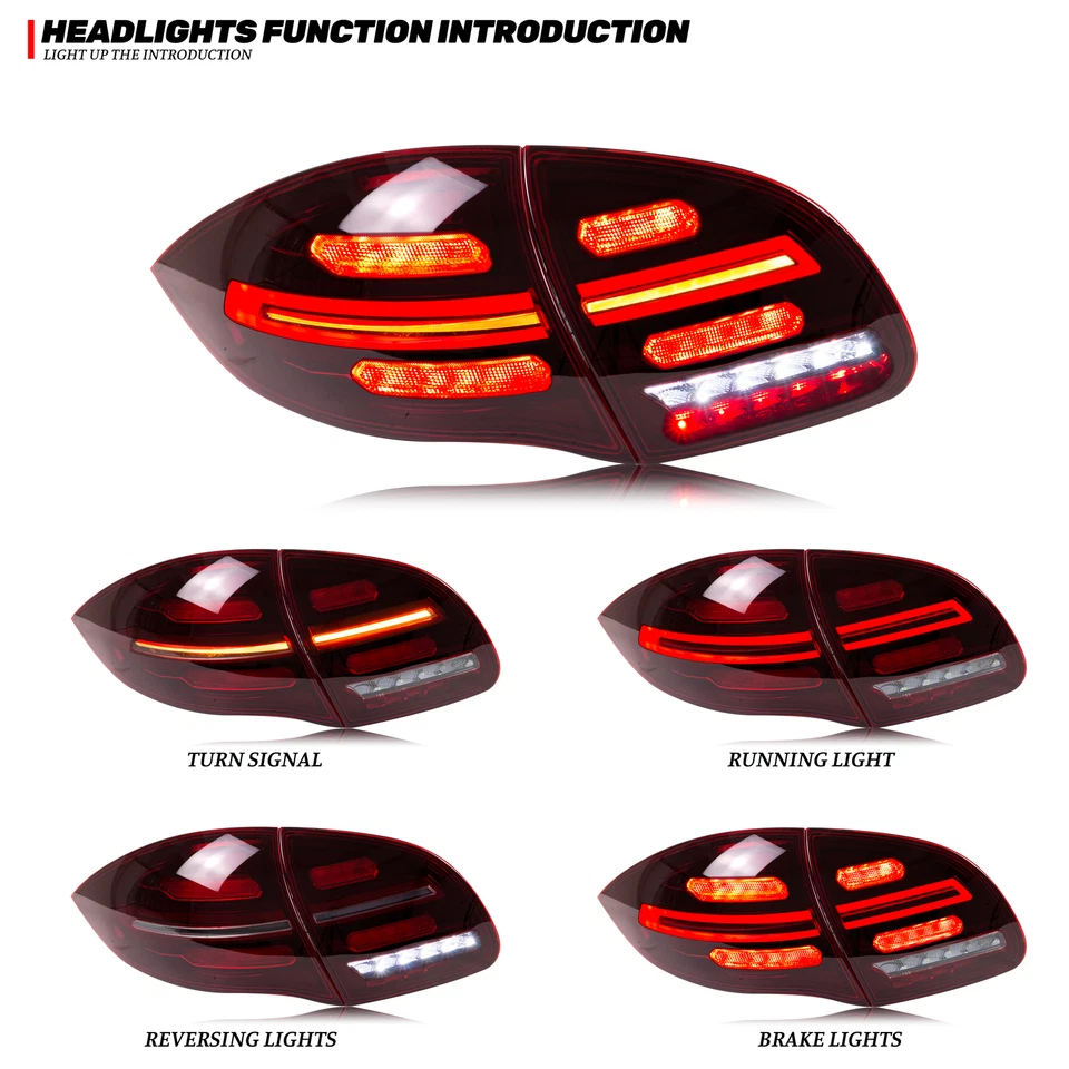 Luces traseras LED rojas para Porsche Cayenne 2011-2014 958 luces traseras secuenciales Foto 3 de 4