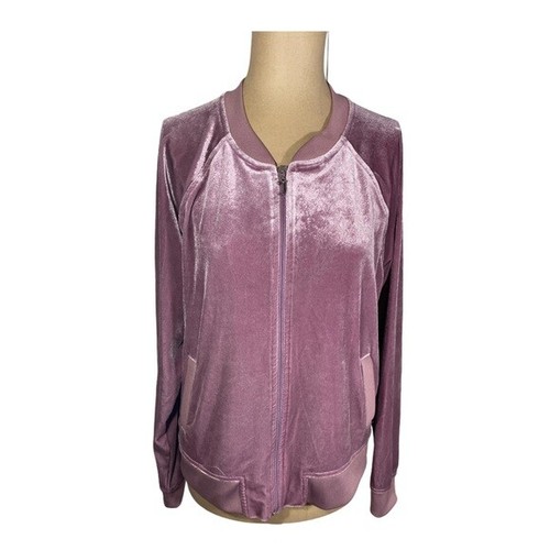 Juicy Couture Purple Velvet Velour Zip Up Sweater