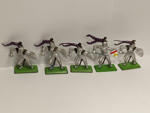 19 figuras de caballero medieval de detalle británico con 3 caballos, cruzados vintage - Imagen 5 de 21