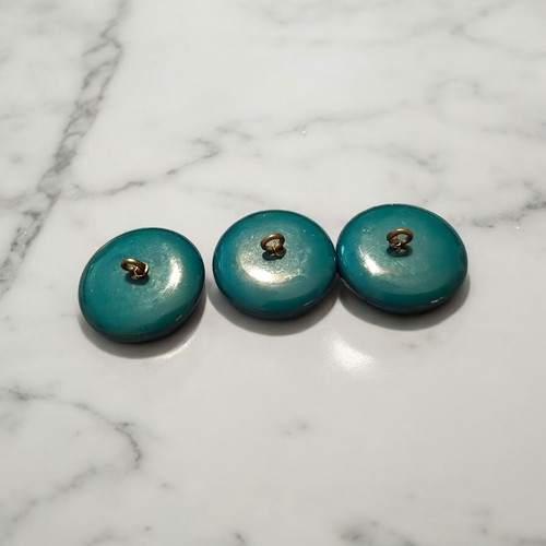 Large Forest Green Buttons Set Of 3 Metal Loop on Back (504} - Picture 3 of 6