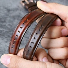 Men Genuine Leather Watch Strap Band with Spring Bar Vintage Brown 18mm-22mm