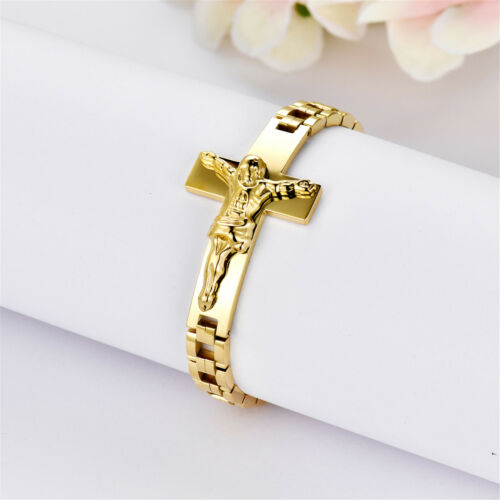 Pulsera Cadena Pulsera Cadena Regalo de Acero Inoxidable Cristo Jesús Religioso Cristo Jesús - Imagen 7 de 21