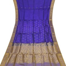 Vintage Blue Sarees 100 Pure Silk Zari Handwoven Premium Sari 5YD Craft Fabric