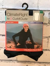 Cuddl Duds Climate Right NIB Women’s Long Sleeve Mock Plush Warmth XL Black