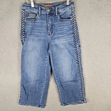 Judy Blue Jeans Womens 5/27 Blue Denim Braid Side Detail Wide Leg Relaxed Fit