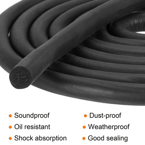 9mm/0.35" Dia x 10 Meters/33 Ft Long Round EPDM Foam Rubber Weather Seal Strip - Picture 4 of 4