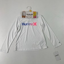 Hurley Girls Youth Shirt 5/6 Swim Stretch UPF Sunshirt Rash Guard White Size 5/6