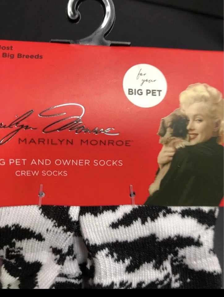 Meias femininas Marilyn Monroe combinando proprietário de animais de estimação OS & LG cachorro ZEBRA beijo frete grátis - Imagem 3 de 4