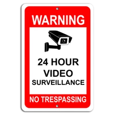 Warning: 24/7 Video Surveillance—No Trespassing (Red Alert)
