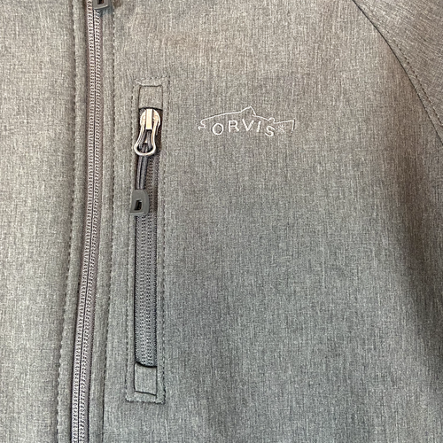 Orvis Jacket Men's Medium Gray Trout Bum Soft Shell Zip Up Fleece Lined - Picture 2 of 6