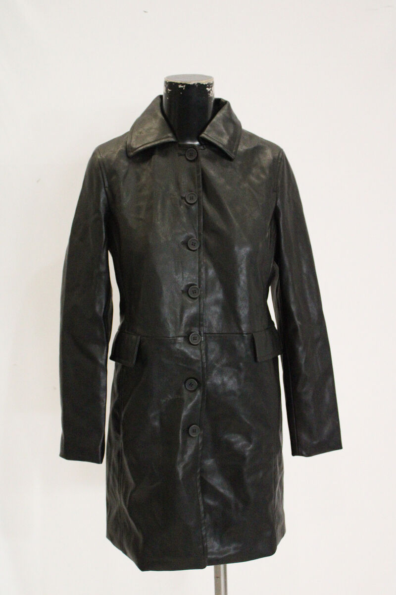 Blank NYC Women's Long Vegan Leather Trench Coat CD4 Turning Blank NYC Women's Long Vegan Leather Trench Coat CD4 Turning