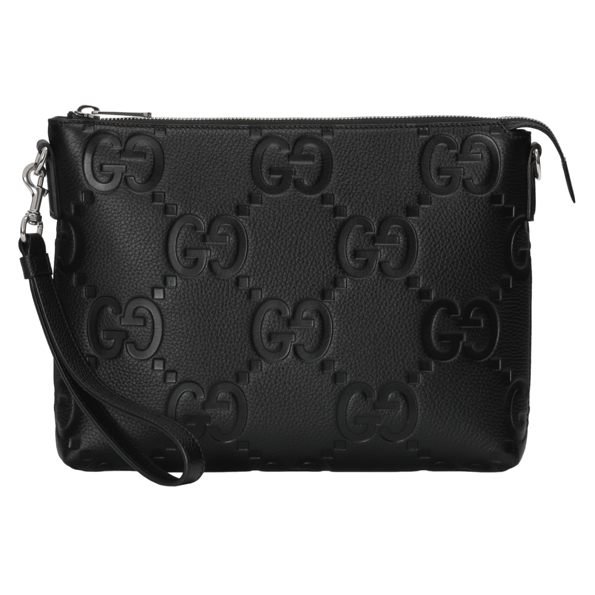 GUCCI Medium Jumbo GG $2300 Black Leather Messenger Bag New
