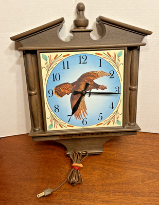 Vintage Wild Turkey Bourbon Wall Clock Corded Tested Works 17