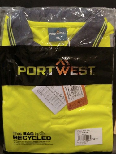Portwest Hi-Vis Contrast Polo Shirt S479 Yellow Navy 2-Tone Size XL - Brand New - Afbeelding 5 van 9