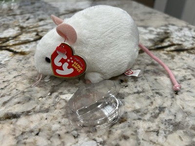 TY Beanie Baby  Tiny  The White Mouse Ultra Rare 2010 Limited ED. Carletto Tags!
