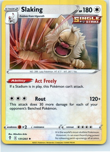 Slaking Evolving Skies 131/203 Holo Rare Pokemon Near Mint